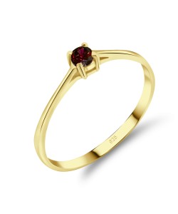 Gold Plate 3mm Garnet CZ Ring CSR-150-3-GP